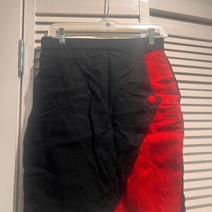 Red and black mixed wool skirt